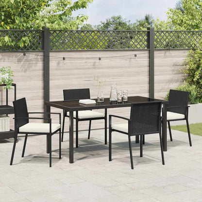 Set da Pranzo per Giardino 5 pcs Nero Poly Rattan - homemem39