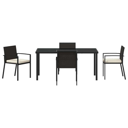 Set da Pranzo per Giardino 5 pcs Nero Poly Rattan - homemem39