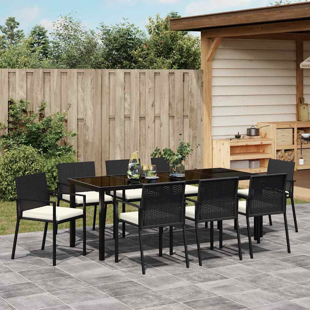 Set da Pranzo per Giardino 9 pcs Nero | homemem39