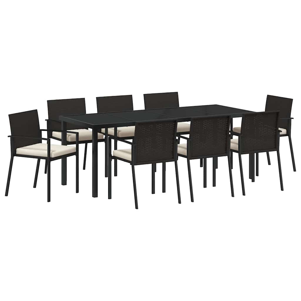 Set da Pranzo per Giardino 9 pcs Nero | homemem39
