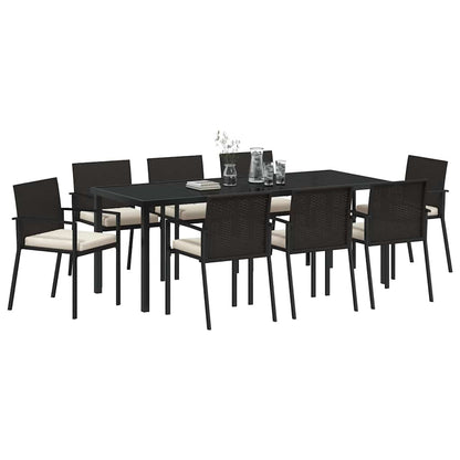 Set da Pranzo per Giardino 9 pcs Nero | homemem39