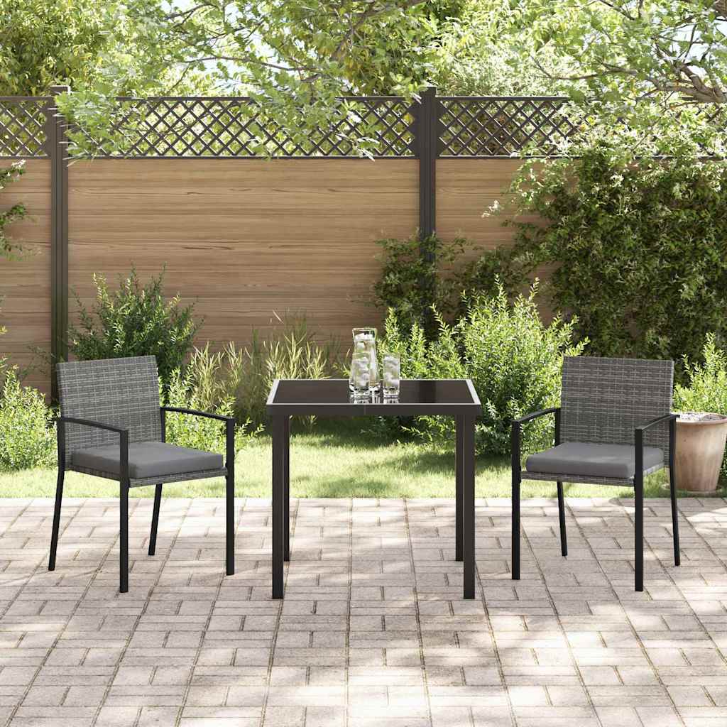 Set da Pranzo per Giardino 3 pcs Grigio Poly Rattan - homemem39