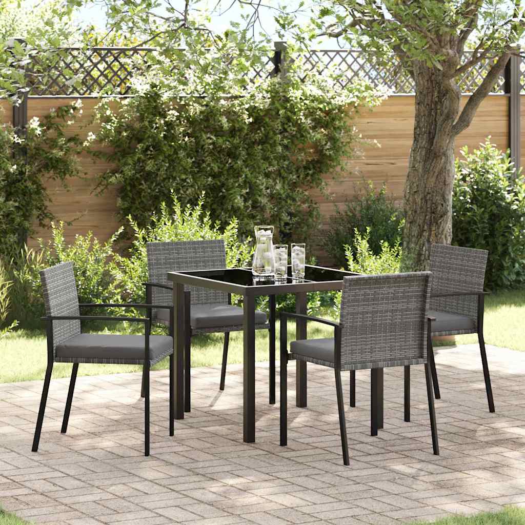 Set da Pranzo per Giardino 5 pcs Grigio Poly Rattan - homemem39