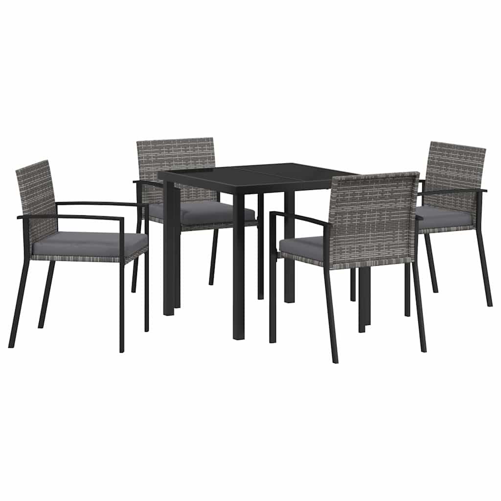 Set da Pranzo per Giardino 5 pcs Grigio Poly Rattan - homemem39
