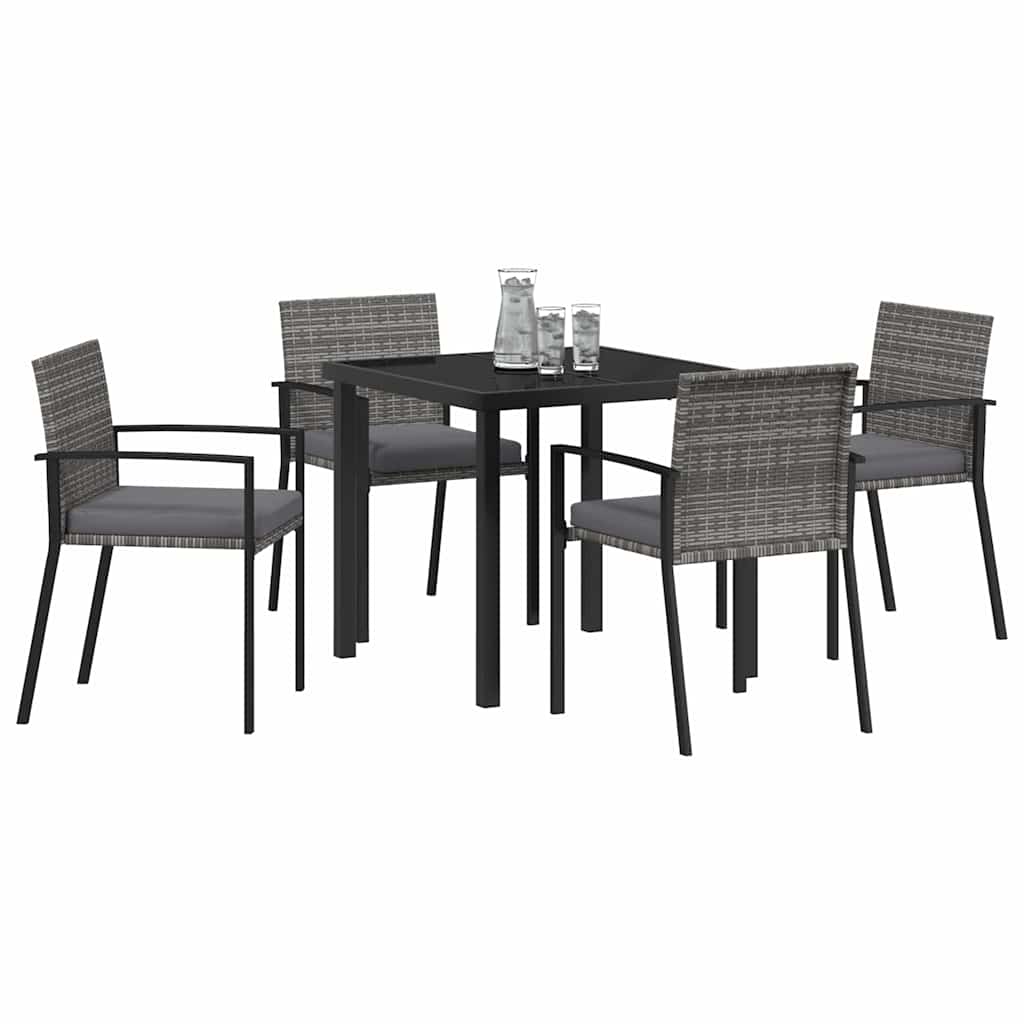 Set da Pranzo per Giardino 5 pcs Grigio Poly Rattan - homemem39