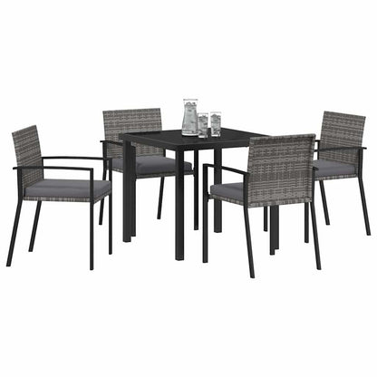 Set da Pranzo per Giardino 5 pcs Grigio Poly Rattan - homemem39