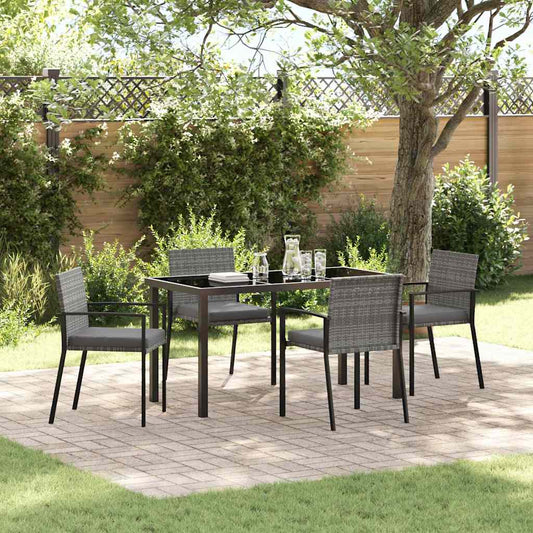 Set da Pranzo per Giardino 5 pcs Grigio Poly Rattan - homemem39