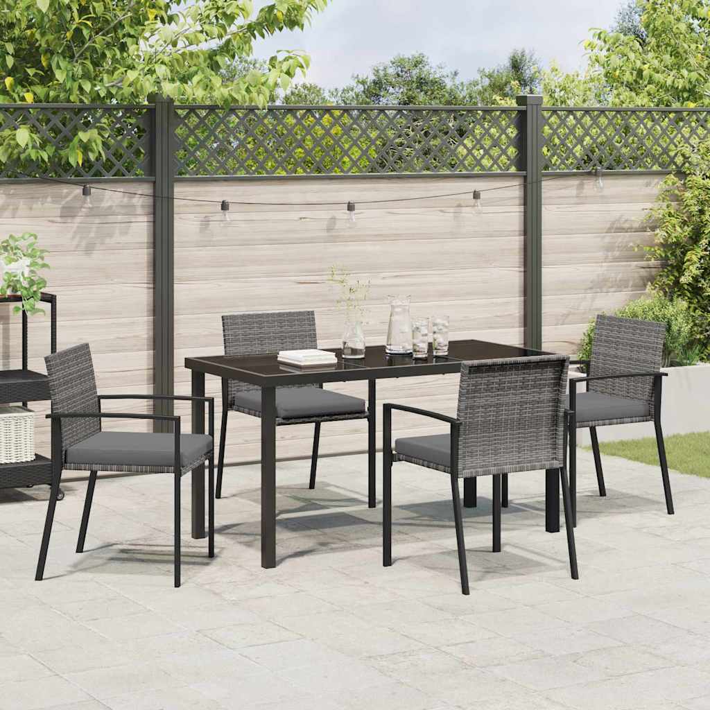 Set da Pranzo per Giardino 5 pcs Grigio Poly Rattan - homemem39