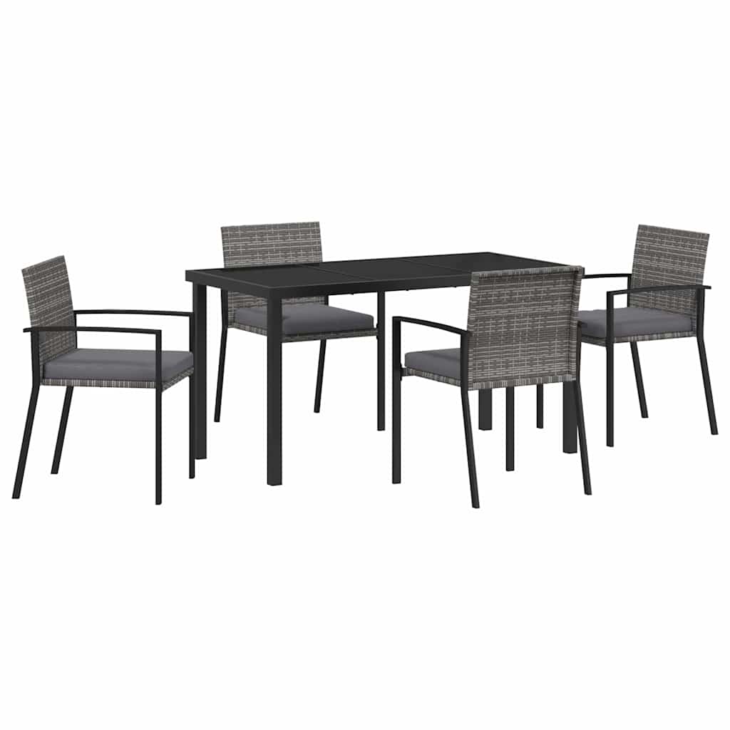 Set da Pranzo per Giardino 5 pcs Grigio Poly Rattan - homemem39