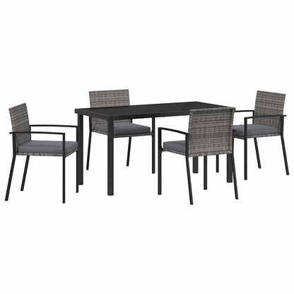 Set da Pranzo per Giardino 5 pcs Grigio Poly Rattan - homemem39