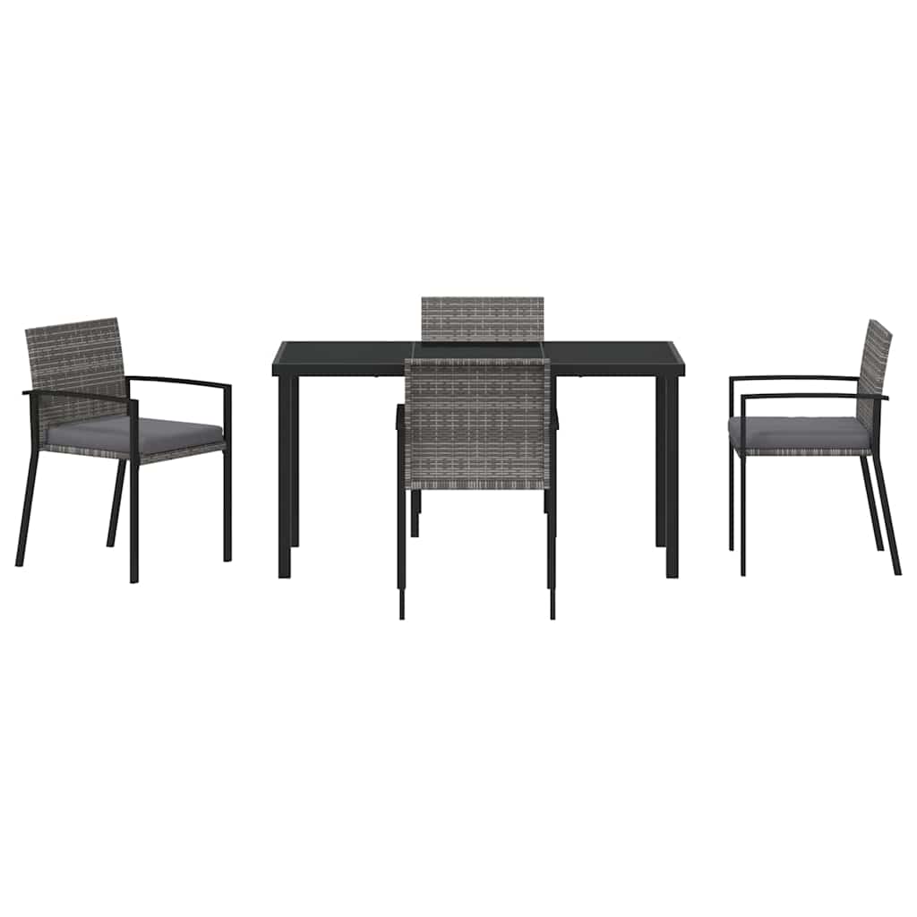 Set da Pranzo per Giardino 5 pcs Grigio Poly Rattan - homemem39