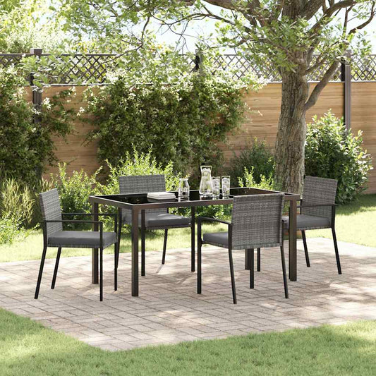 Set da Pranzo per Giardino 5 pcs Grigio Poly Rattan - homemem39