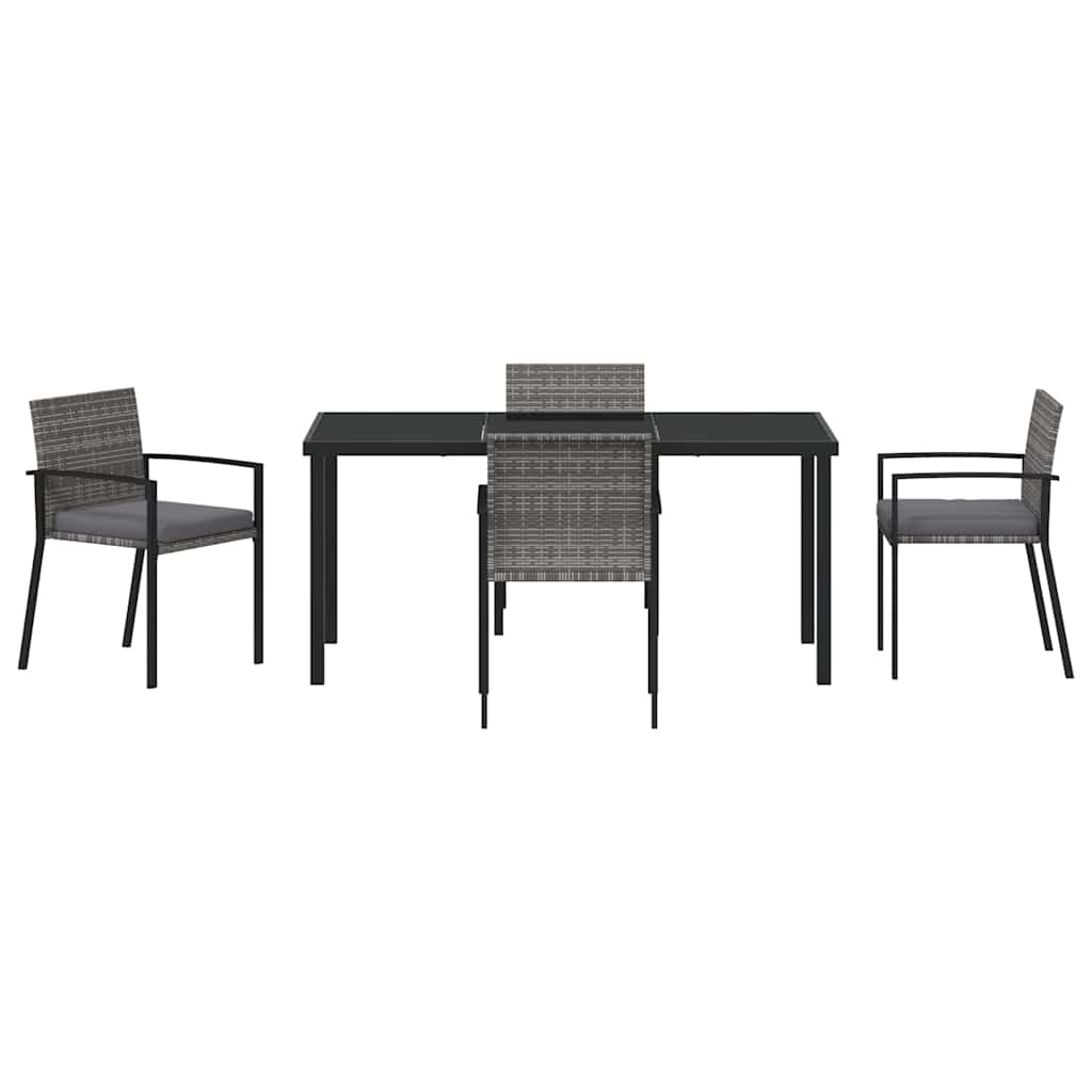 Set da Pranzo per Giardino 5 pcs Grigio Poly Rattan - homemem39