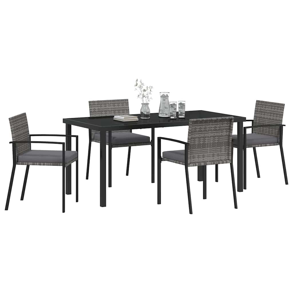 Set da Pranzo per Giardino 5 pcs Grigio Poly Rattan - homemem39