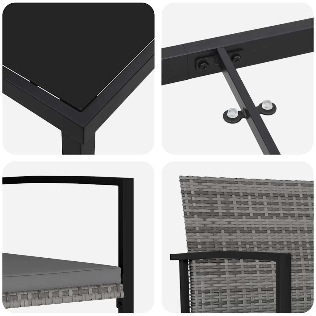 Set da Pranzo per Giardino 7 pcs Grigio Poly Rattan - homemem39