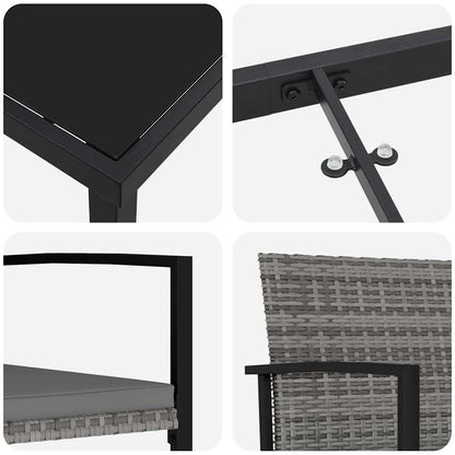 Set da Pranzo per Giardino 7 pcs Grigio Poly Rattan - homemem39