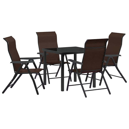 Set da Pranzo per Giardino 5 pcs Marrone Poly Rattan - homemem39