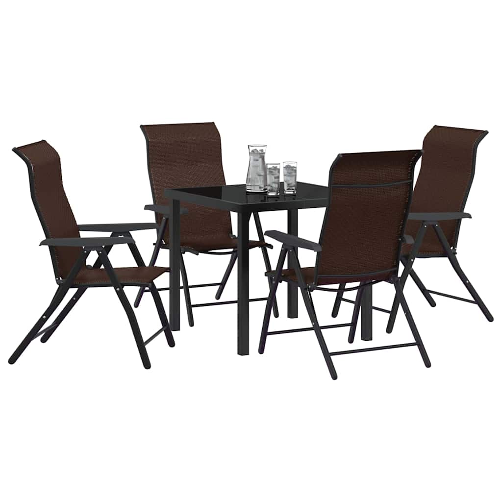 Set da Pranzo per Giardino 5 pcs Marrone Poly Rattan - homemem39