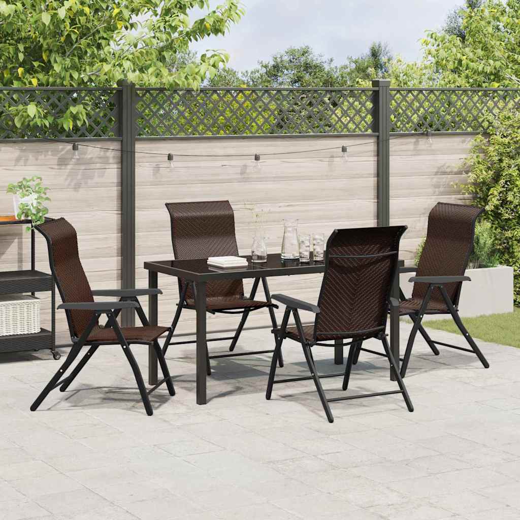 Set da Pranzo per Giardino 5 pcs Marrone Poly Rattan - homemem39