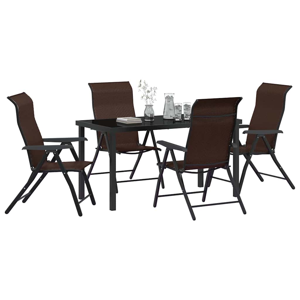 Set da Pranzo per Giardino 5 pcs Marrone Poly Rattan - homemem39