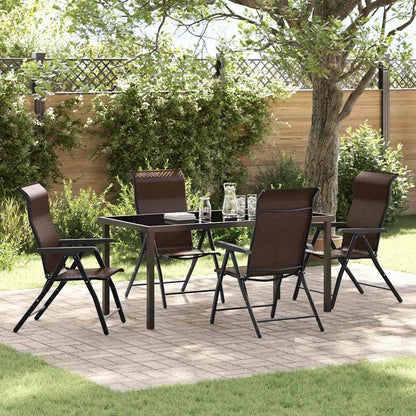 Set da Pranzo per Giardino 5 pcs Marrone Poly Rattan - homemem39
