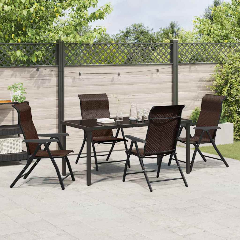 Set da Pranzo per Giardino 5 pcs Marrone Poly Rattan - homemem39