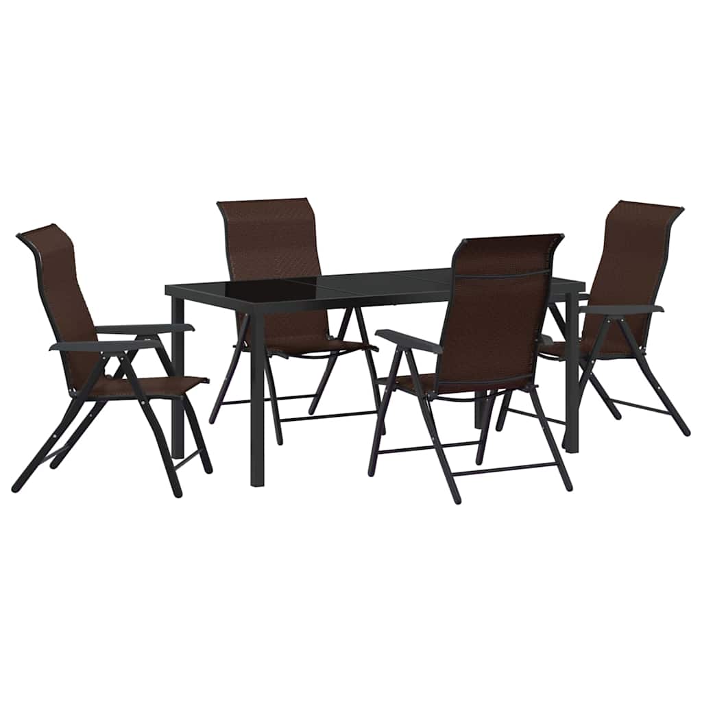 Set da Pranzo per Giardino 5 pcs Marrone Poly Rattan - homemem39