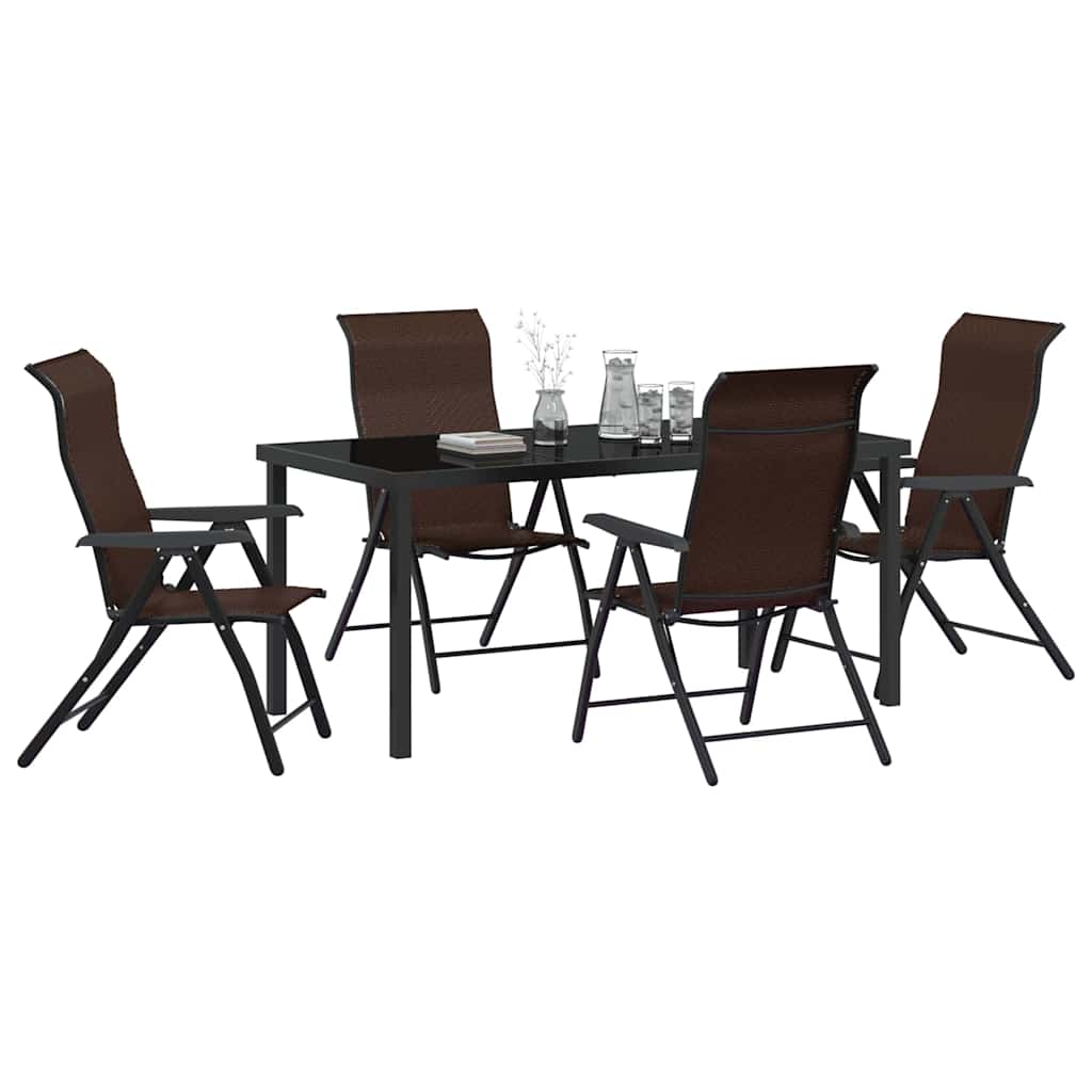 Set da Pranzo per Giardino 5 pcs Marrone Poly Rattan - homemem39
