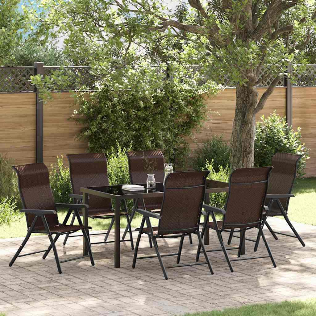 Set da Pranzo per Giardino 7 pcs Marrone Poly Rattan - homemem39