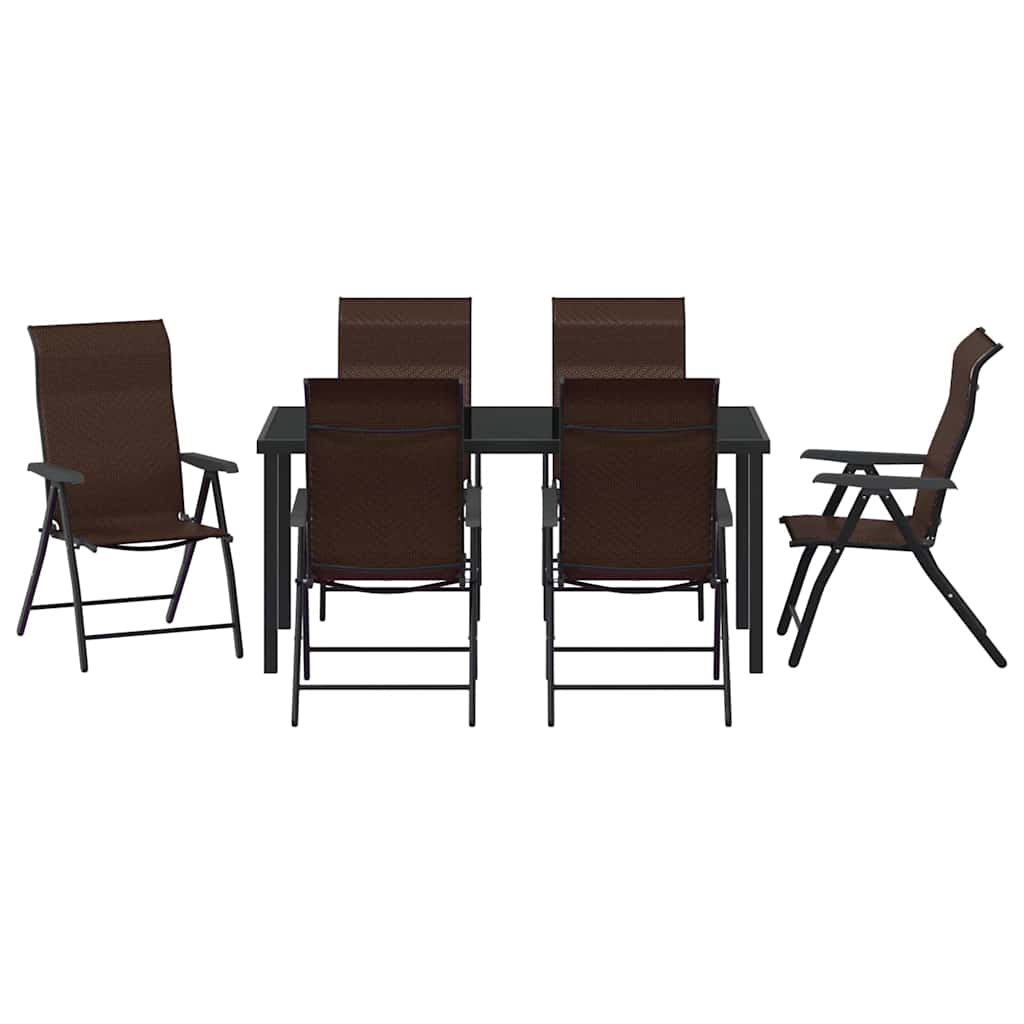 Set da Pranzo per Giardino 7 pcs Marrone Poly Rattan - homemem39
