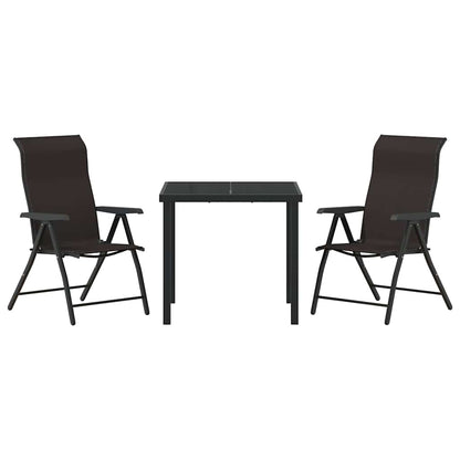 Set da Pranzo per Giardino 3 pcs Nero caffè Poly Rattan - homemem39