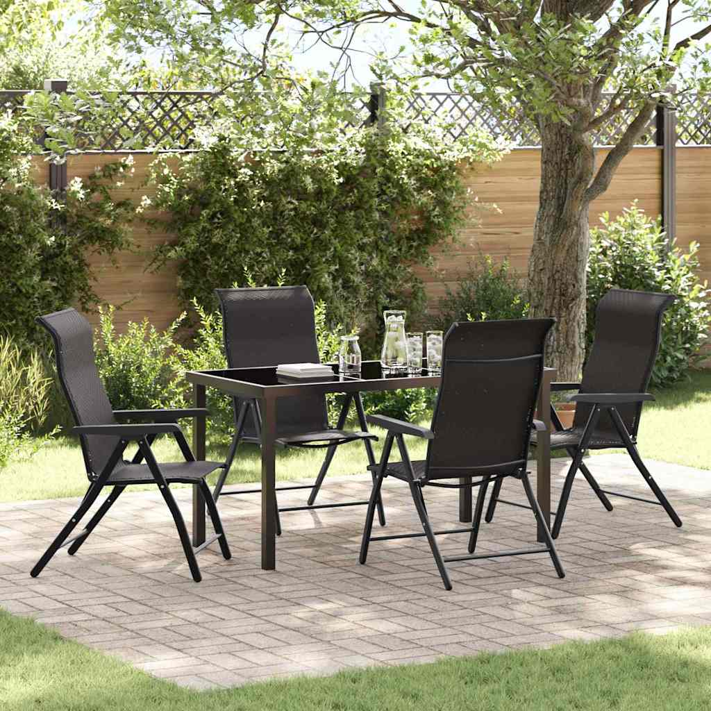 Set da Pranzo per Giardino 5 pcs Nero caffè Poly Rattan - homemem39