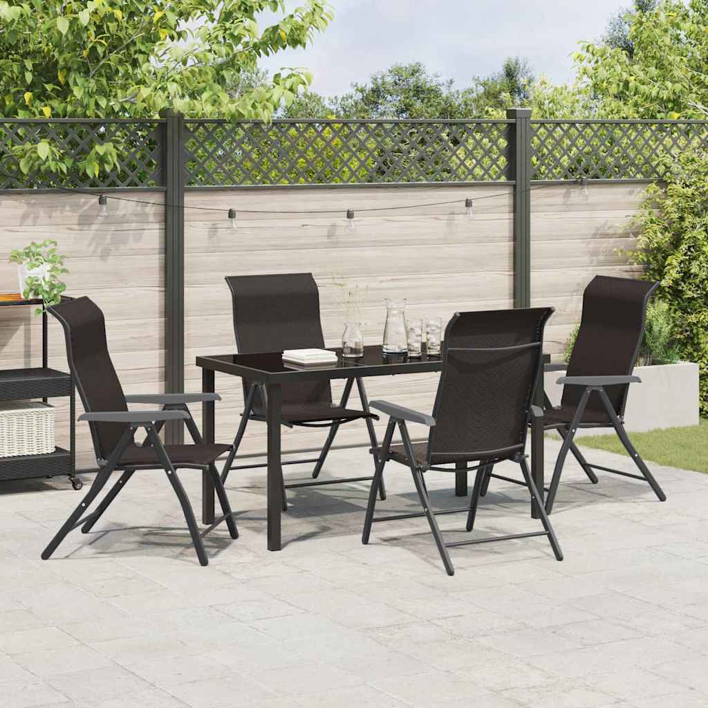 Set da Pranzo per Giardino 5 pcs Nero caffè Poly Rattan - homemem39