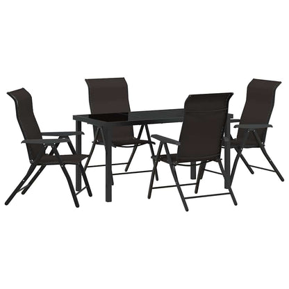 Set da Pranzo per Giardino 5 pcs Nero caffè Poly Rattan - homemem39