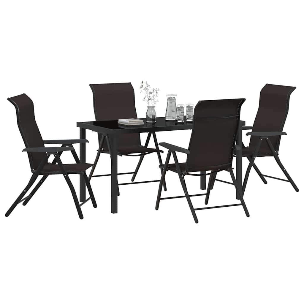 Set da Pranzo per Giardino 5 pcs Nero caffè Poly Rattan - homemem39