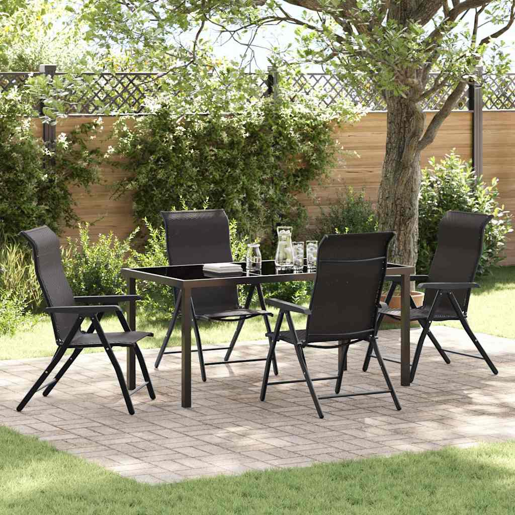 Set da Pranzo per Giardino 5 pcs Nero caffè Poly Rattan - homemem39
