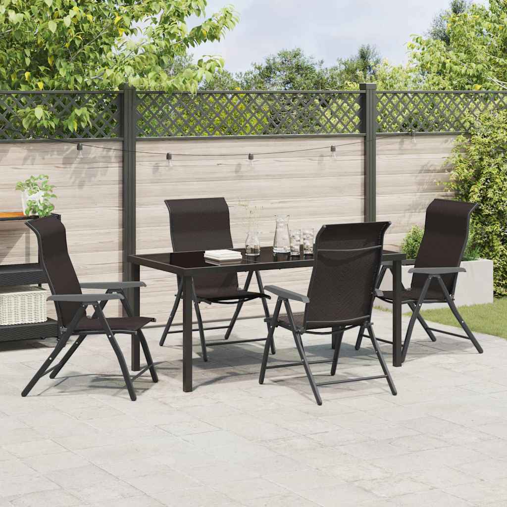 Set da Pranzo per Giardino 5 pcs Nero caffè Poly Rattan - homemem39