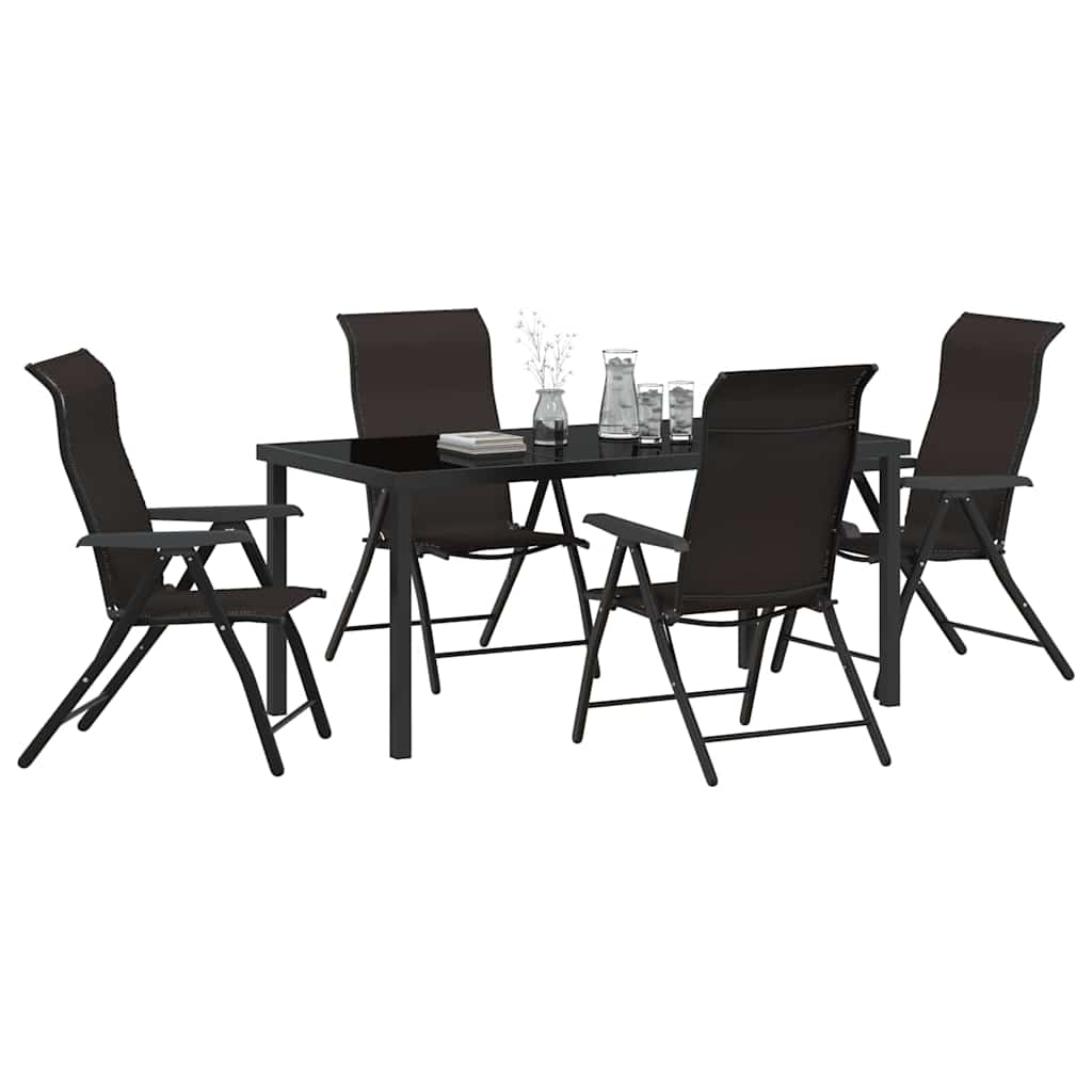 Set da Pranzo per Giardino 5 pcs Nero caffè Poly Rattan - homemem39