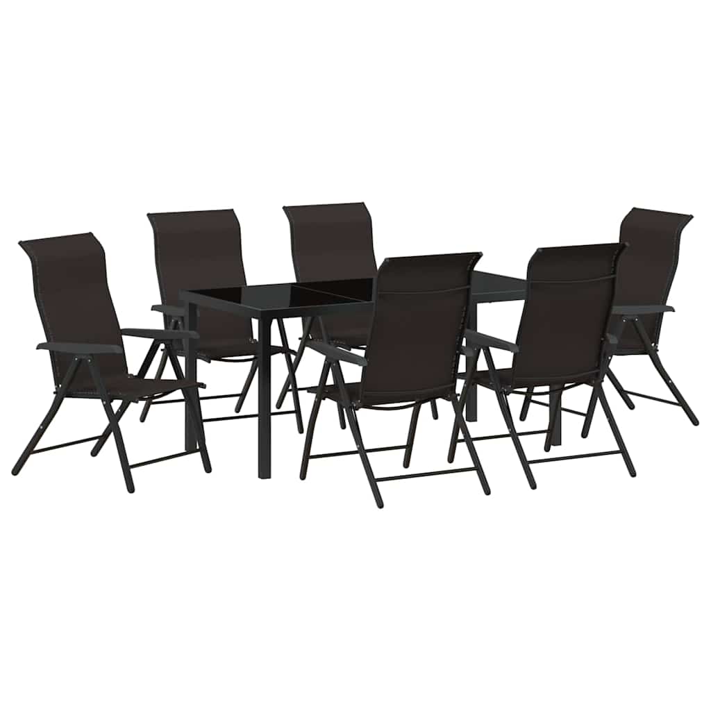 Set da Pranzo per Giardino 7 pcs Nero caffè Poly Rattan - homemem39