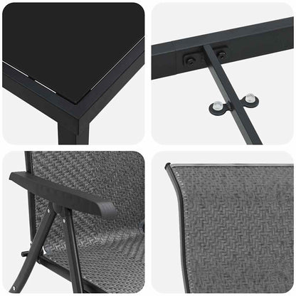 Set da Pranzo per Giardino 3 pcs Grigio Poly Rattan - homemem39