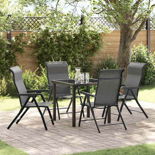Set da Pranzo per Giardino 5 pcs Grigio Poly Rattan - homemem39