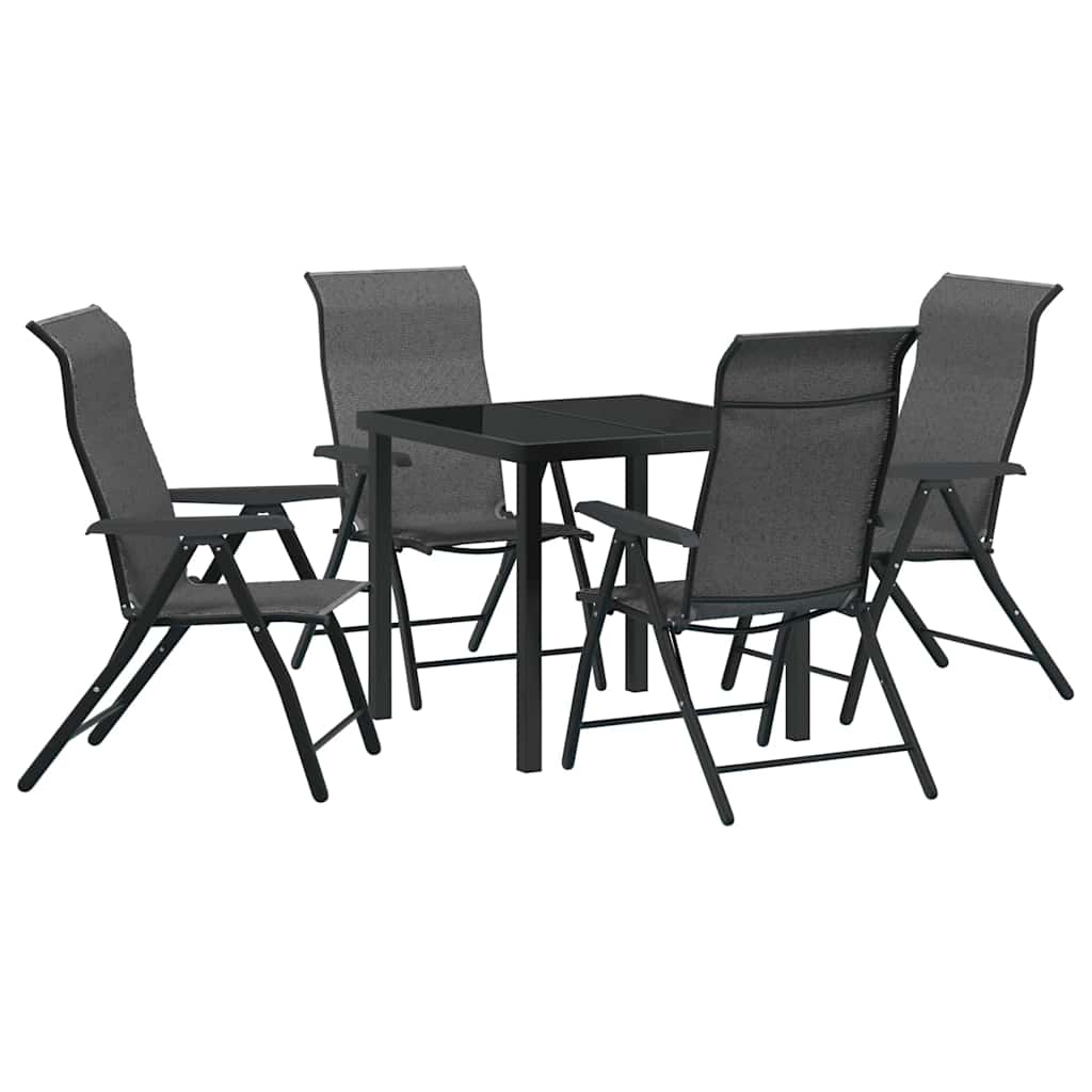 Set da Pranzo per Giardino 5 pcs Grigio Poly Rattan - homemem39