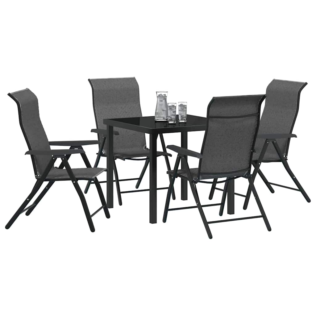 Set da Pranzo per Giardino 5 pcs Grigio Poly Rattan - homemem39