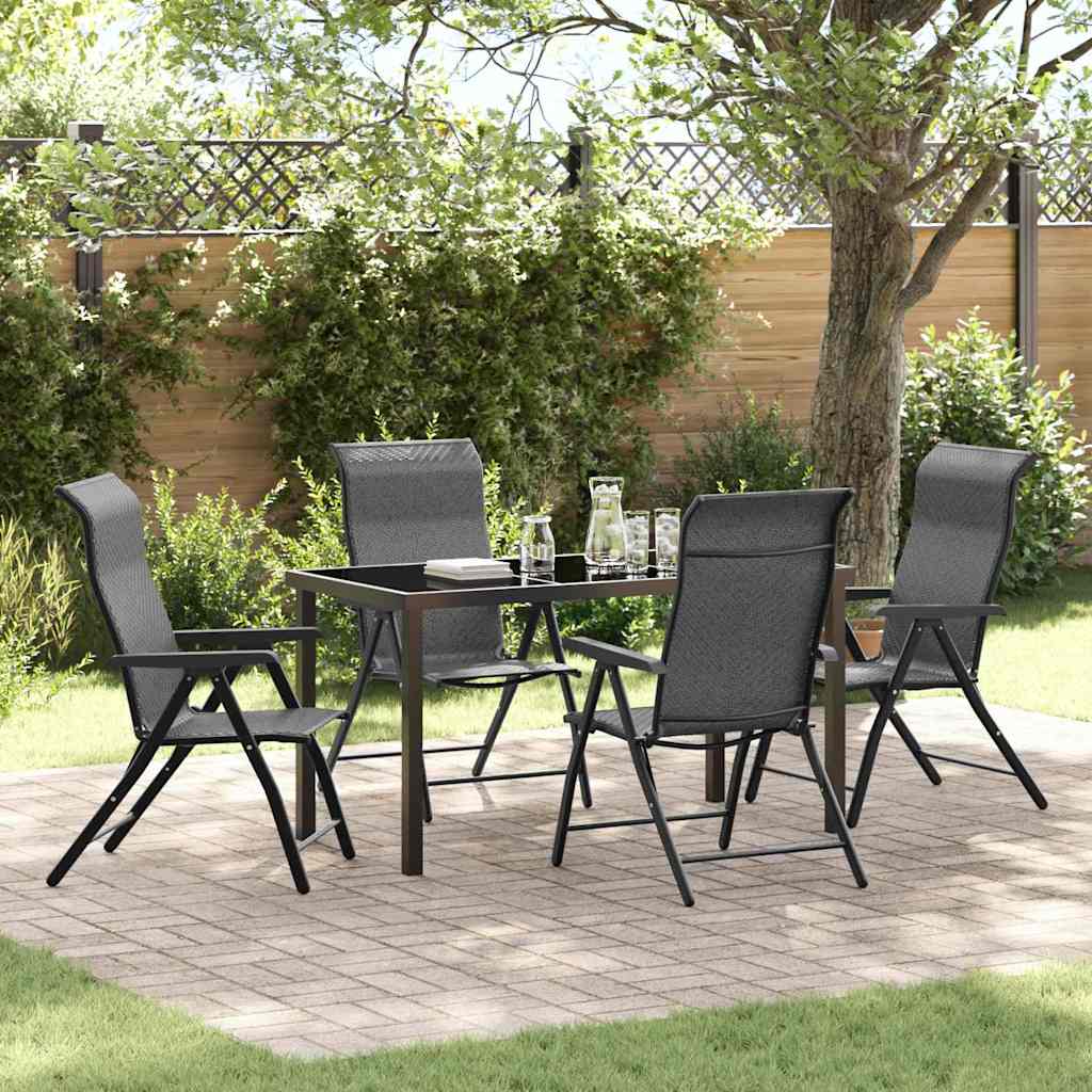Set da Pranzo per Giardino 5 pcs Grigio Poly Rattan - homemem39