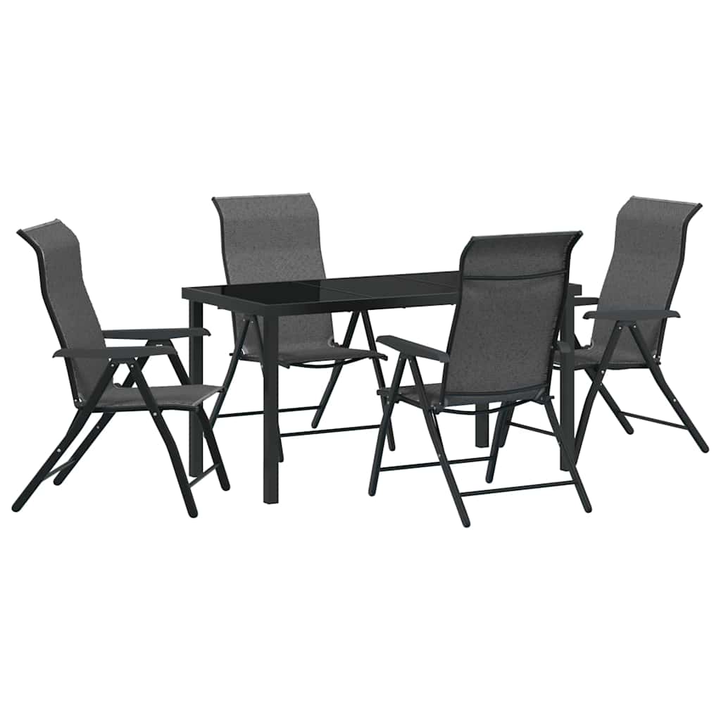 Set da Pranzo per Giardino 5 pcs Grigio Poly Rattan - homemem39