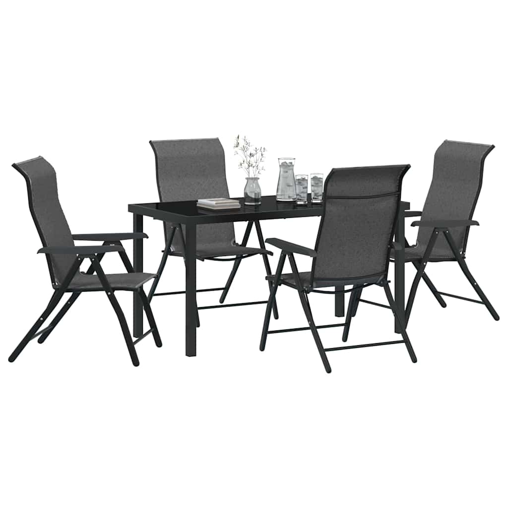 Set da Pranzo per Giardino 5 pcs Grigio Poly Rattan - homemem39