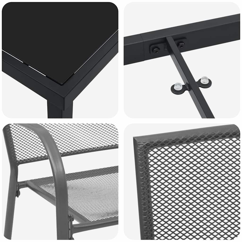 Set da Pranzo per Giardino 3 pcs Antracite Acciaio - homemem39