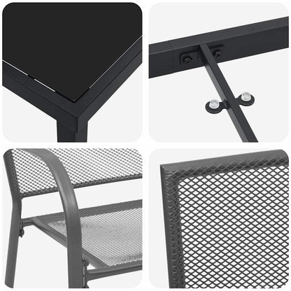 Set da Pranzo per Giardino 3 pcs Antracite Acciaio - homemem39