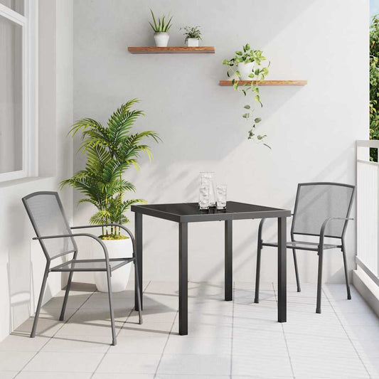 Set da Pranzo per Giardino 3 pcs Antracite Acciaio - homemem39