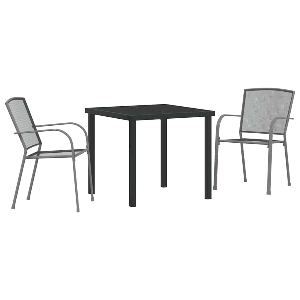 Set da Pranzo per Giardino 3 pcs Antracite Acciaio - homemem39